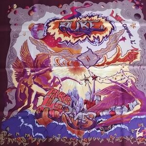Paris HERMÈS Silk Scarf - Vibrant Purple & Pink Graphic